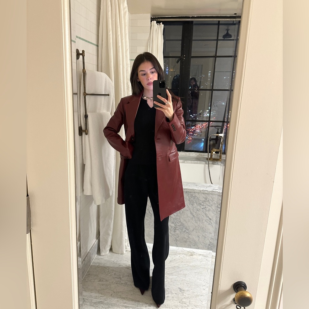 SIEDRES Dina Burgundy Leather Jacket - Picture 2 of 3